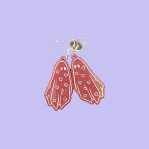Resin Ghost Heart Earrings